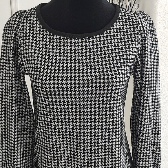 Max Studio Houndstooth Sheath Dress Knee Length Black White S Small - Picture 2 of 13